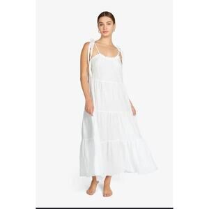 NWT Robin Piccone Dress Long White SZ Small Flowy Beach Coastal Tie‎ Straps Boho
